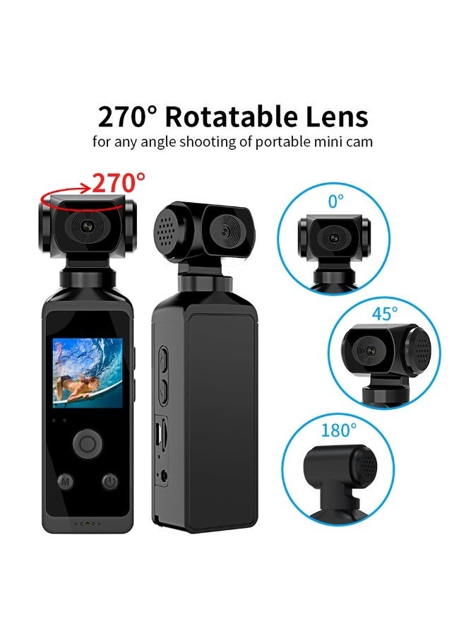 Handheld 4K Video Camera Camcorder, UHD 4K 30fps WiFi Pocket Digital Camera, 6-Axis Gyroscope Vlogging Camera with 1.33-inch Screen, 270° Rotatable Lens, Mic Included, IPX8 Waterproof, for Photography, with 32G TF Card - Image 2